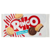 Ringo Vaniglia, Biscotti Farciti con Crema Vaniglia, Snack Merenda 6 porzioni 330g