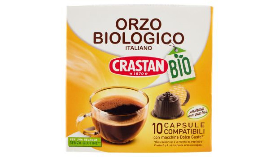 Crastan Orzo Biologico Italiano Capsule Compatibili Con Macchine Dolce Gusto* 10 X