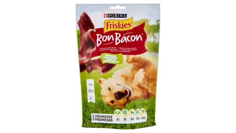Purina Friskies Bon Bacon Snack Cane Strisce All'Aroma di Bacon Busta