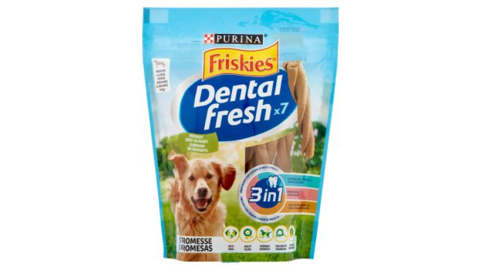 PURINA FRISKIES Dental delicious Snack igiene orale e dentale gusto pollo taglia M/L busta