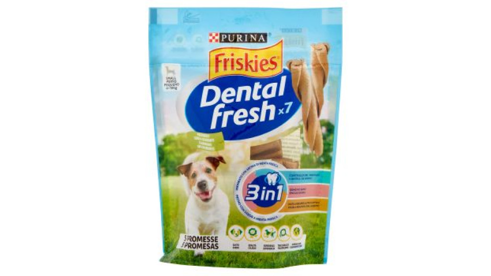 PURINA FRISKIES Dental fresh Snack igiene orale e dentale taglia S busta 7 bastoncini x