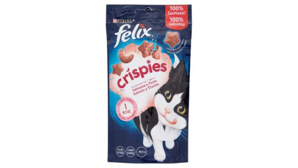 PURINA FELIX Crispies Snack Gatto aromatizzati con salmone e trota busta