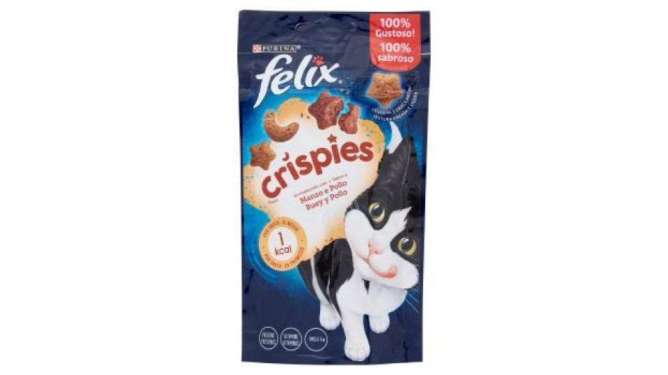 PURINA FELIX Crispies Snack Gatto aromatizzati con manzo e pollo busta