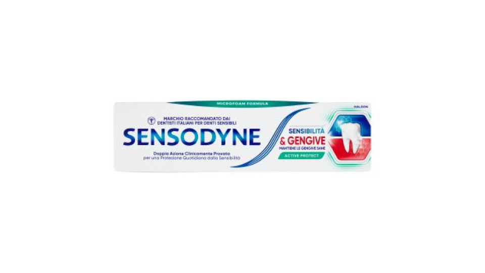 Sensodyne Sensibilità & Gengive Active Protect, Dentifricio Denti sensibili e Fastidi Gengivali, 75m