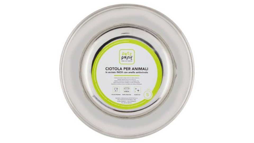 Petz Point Ciotola per Animali in acciaio Inox con anello antiscivolo S