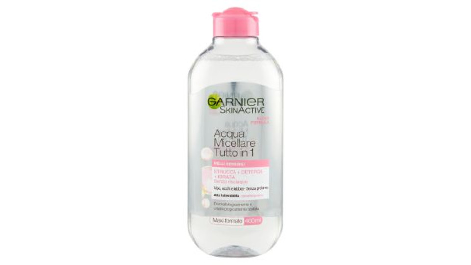 Garnier Acqua Micellare Bifase al Fiordaliso, Struccante Occhi, Viso e Labbra, Indicato per occhi sensibili