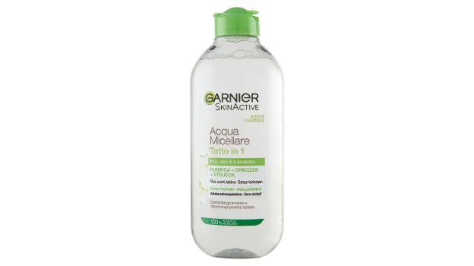 Garnier SkinActive Acqua Micellare Pelli Miste e Sensibili, Strucca, Purifica ed Opacizza, 400 ml