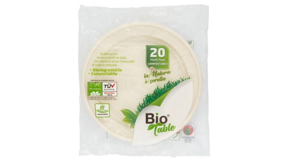 Bio Table, piatti piani compostabili