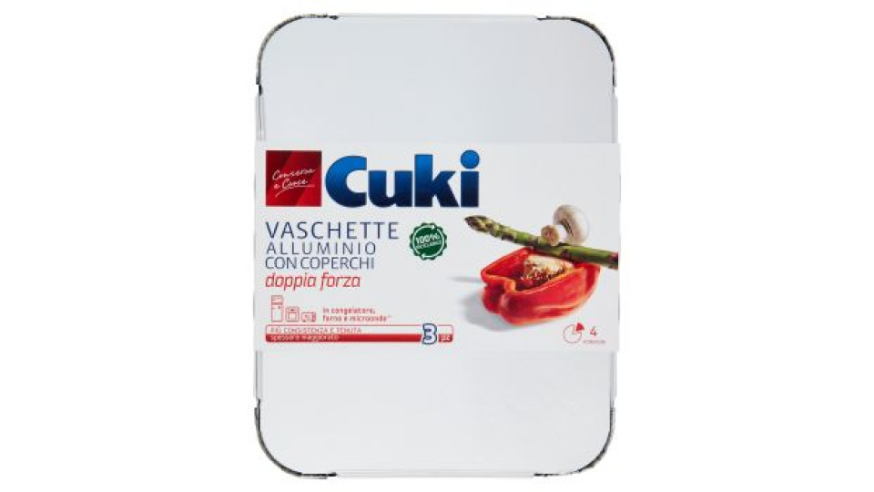Cuki Conserva e cuoce Vaschette in cartoncino con coperchi 4 porzioni - 2 pz (RC