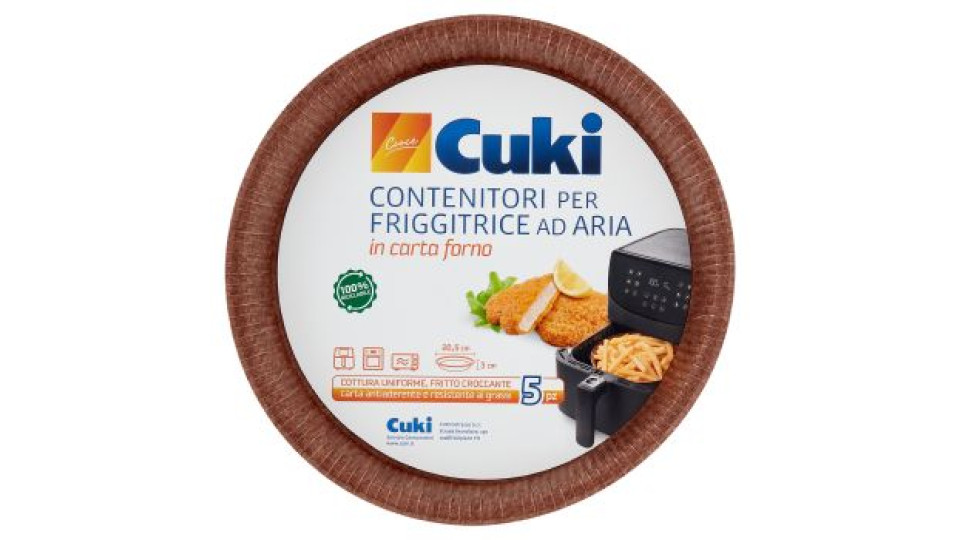Cuki Cuoce Contenitori per Friggitrice ad Aria in carta forno 20,5 cm x 3 cm 5 pz