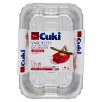 Cuki Vaschette Alluminio con coperchi - Ultra Forza - con manici - 6 porzioni - rettangolari [RS90L] - 1 confezione da