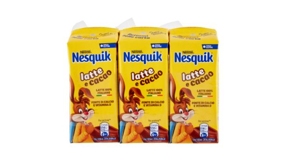 NESQUIK Pronto da Bere Bevanda a base di Latte e Cacao Solubile 3 brick da 180 ml