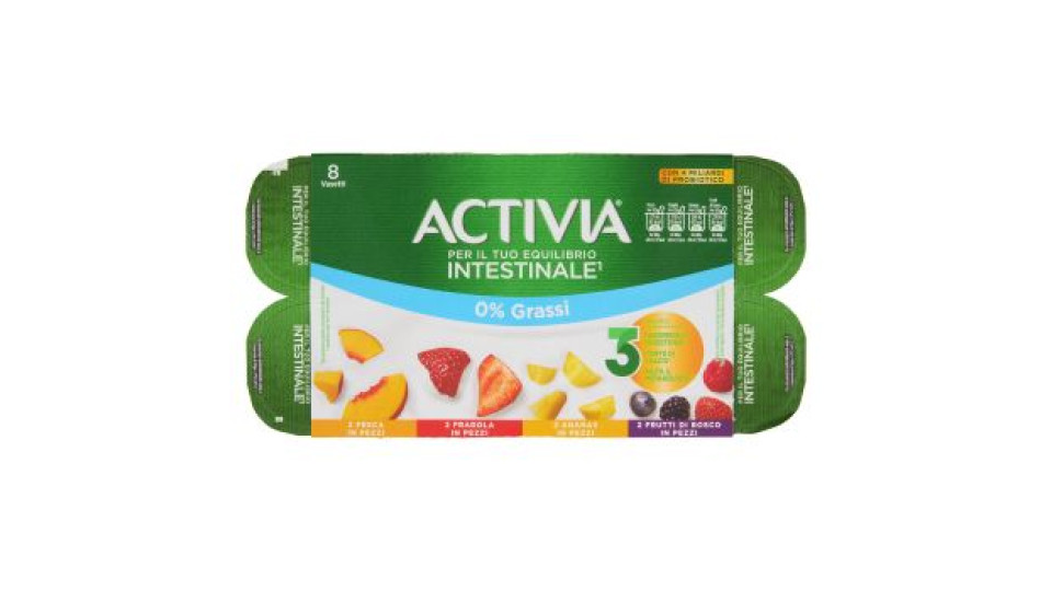 Activia 0% Grassi pesca - fragola - frutti di bosco - ananas in pezzi