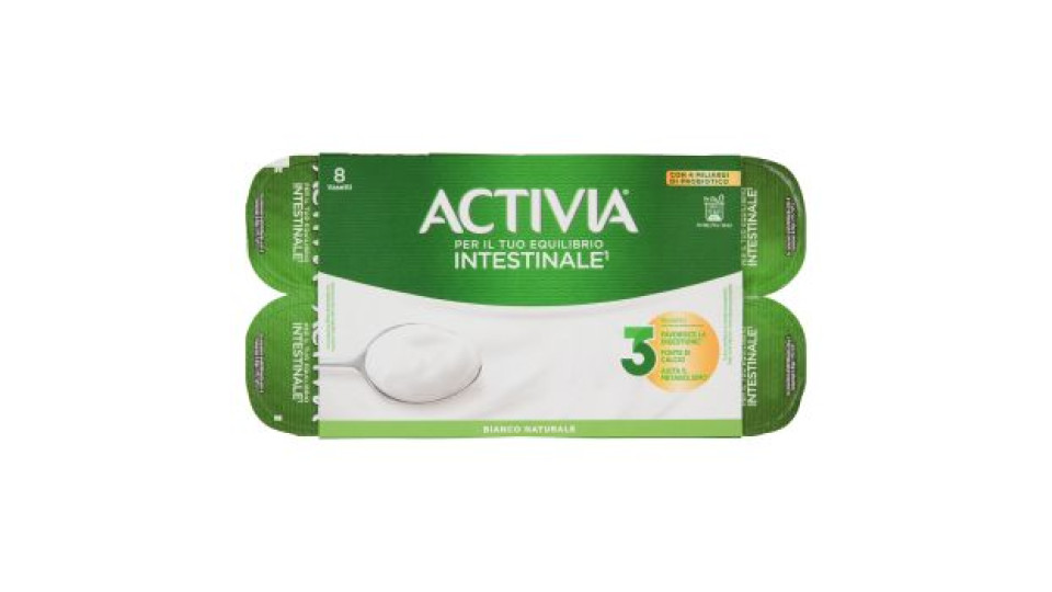ACTIVIA Yogurt Bianco Naturale 0% grassi con Probiotico Bifidus, 8x125g