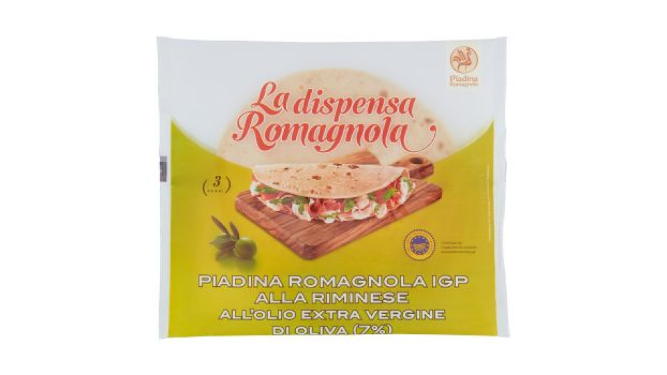 La dispensa Romagnola, piadina romagnola IGP alla riminese all'olio extra vergine di oliva (7%)