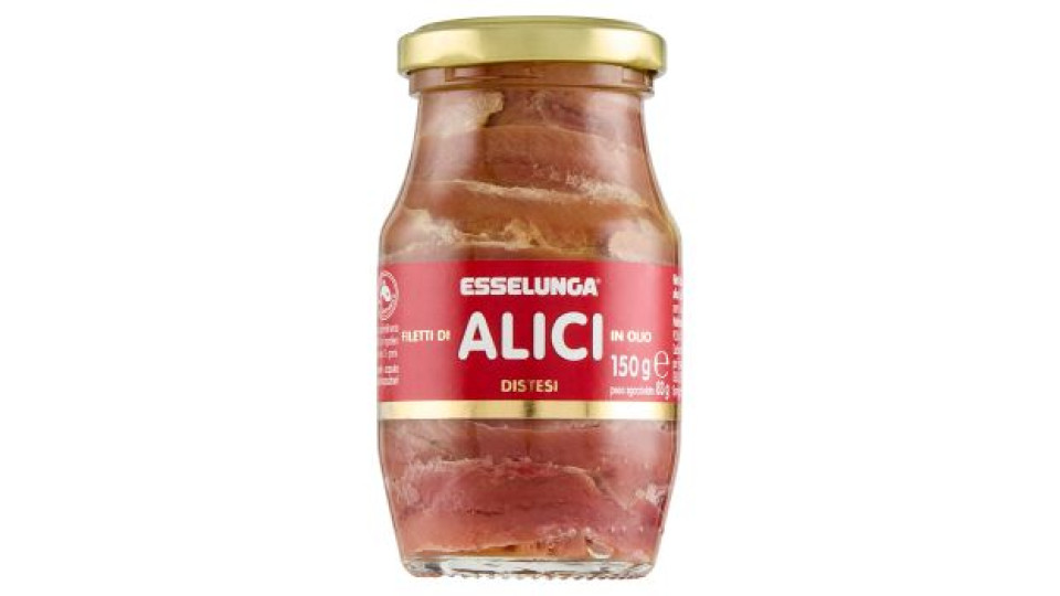Esselunga, filetti di alici in olio di oliva distesi