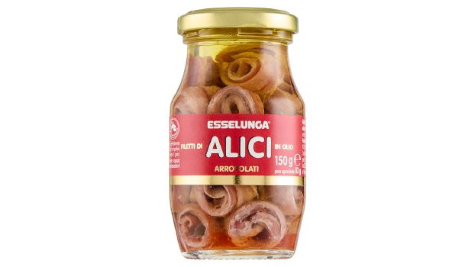 Esselunga, filetti di alici in olio di oliva arrotolati