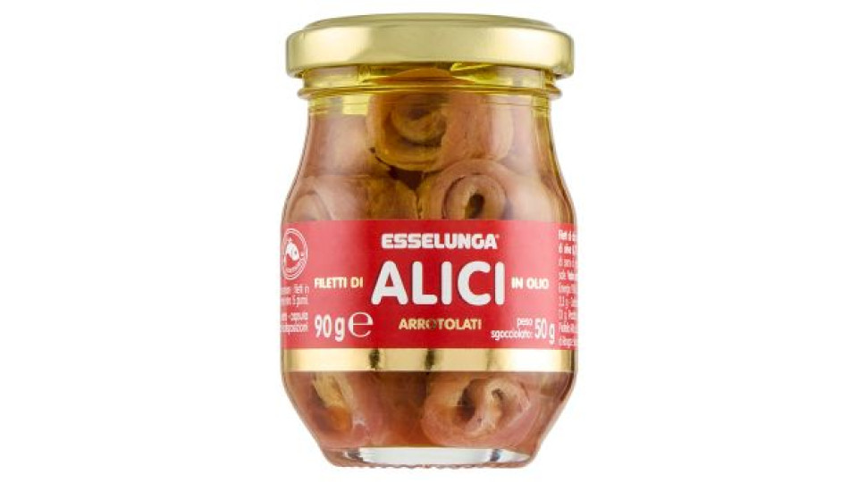 Esselunga, filetti di alici in olio di oliva arrotolati
