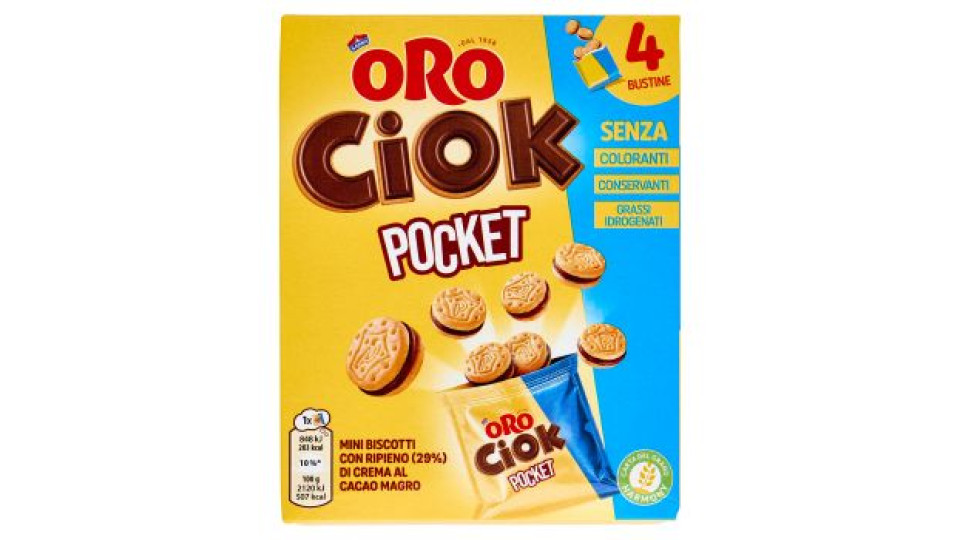 ORO CIOK POCKET MINI BISCOTTI RIPIENI DI CREMA AL CACAO MAGRO