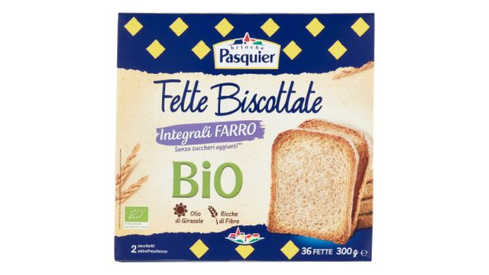 Brioche Pasquier, 36 fette biscottate integrali alla farina di farro biologiche
