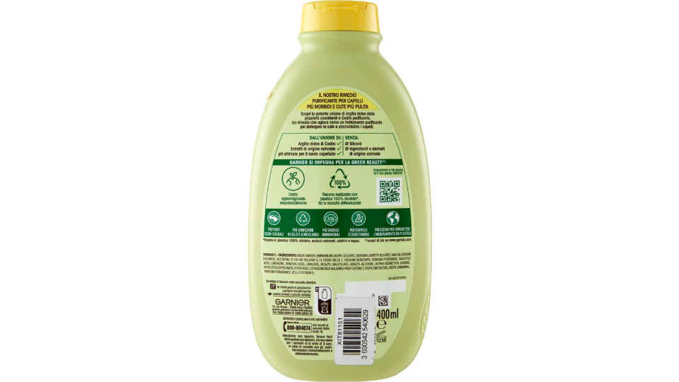 Garnier Ultradolce Shampoo Argilla e Cedro 400 ml