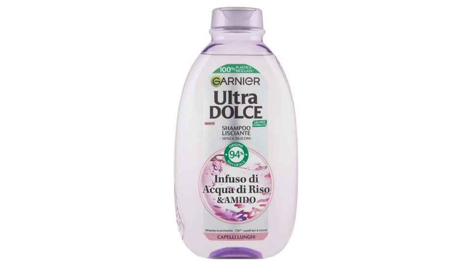 Garnier Ultra Dolce Infuso di Acqua di Riso & Amido, Shampoo Lisciante 400 ml