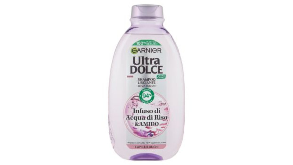 Garnier Ultra Dolce Infuso di Acqua di Riso & Amido, Shampoo Lisciante 400 ml