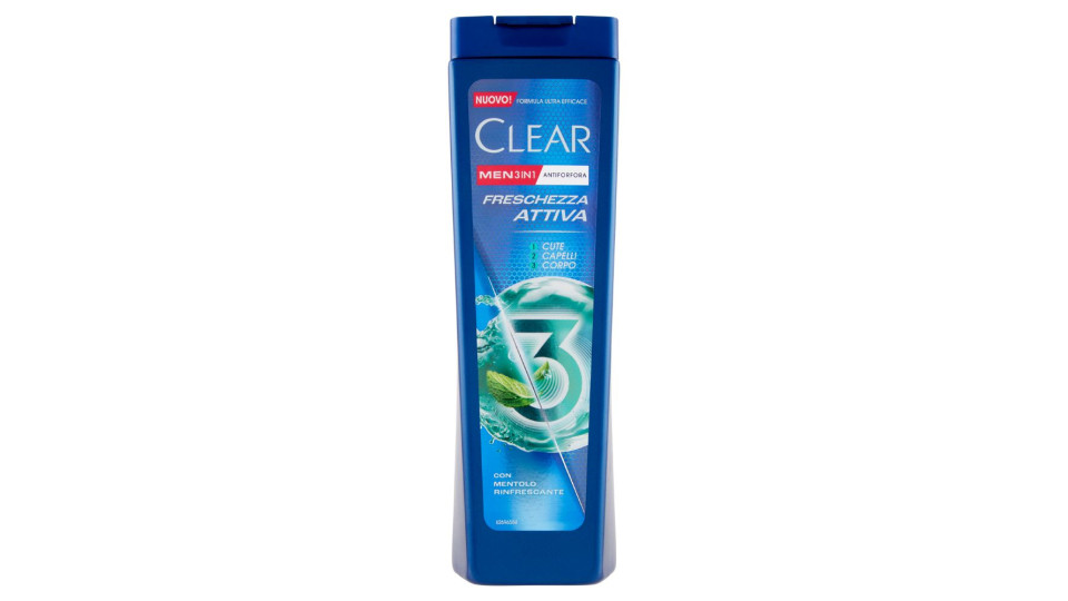 Clear Men 3in1 Antiforfora Freschezza Attiva 225 ml
