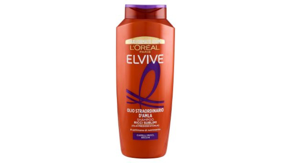 Elvive Olio Straordinario d'Amla Shampoo Ricci Sublimi, per Capelli Ricci, Secchi, 400 ml