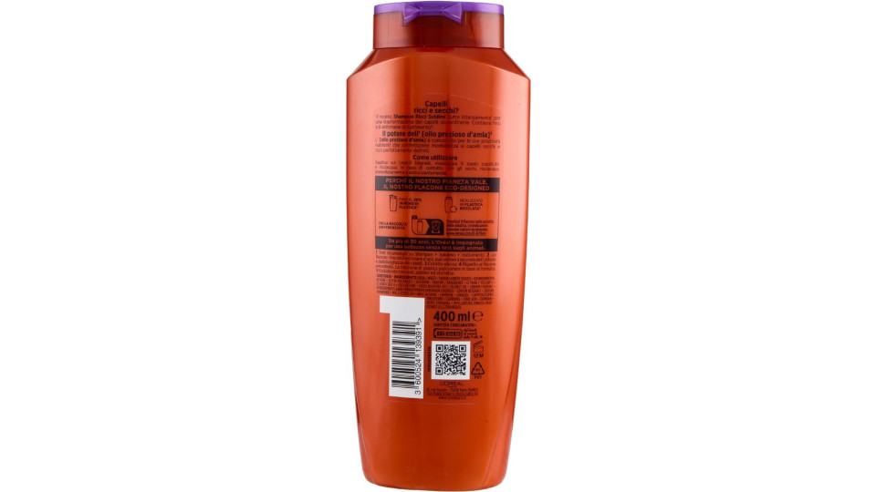 Elvive Olio Straordinario d'Amla Shampoo Ricci Sublimi, per Capelli Ricci, Secchi, 400 ml