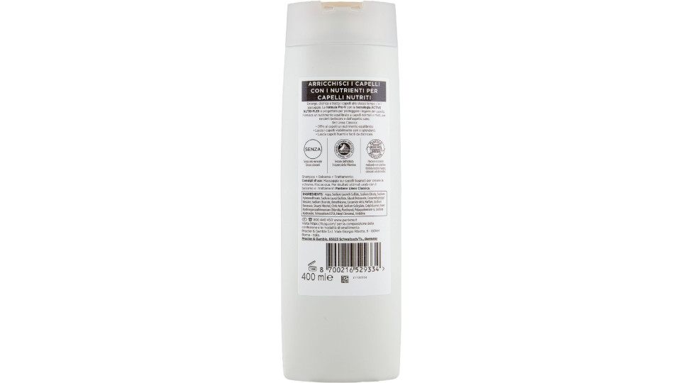 Pantene Pro-V Linea Classica 3 in 1 Shampoo + Balsamo + Trattamento Active Nutri-Plex 400 ml