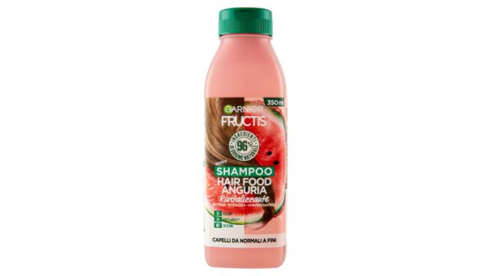Garnier Shampoo Fructis Hair Food, Ideale per Capelli Fini, Arricchito con Anguria, 350 ml