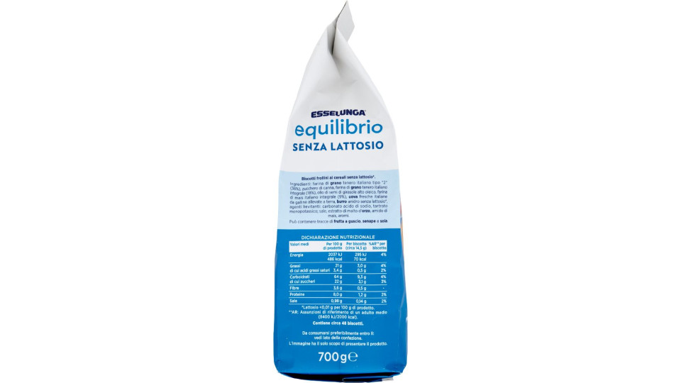 Esselunga Equilibrio Frollini ai cereali senza lattosio 700 g