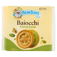 Mulino Bianco Baiocchi Biscotti Snack Farciti con Crema al Pistacchio 240g