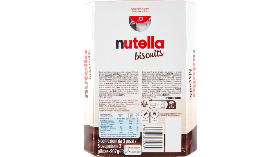 nutella biscuits 5 confezioni da 3 pezzi 207 g