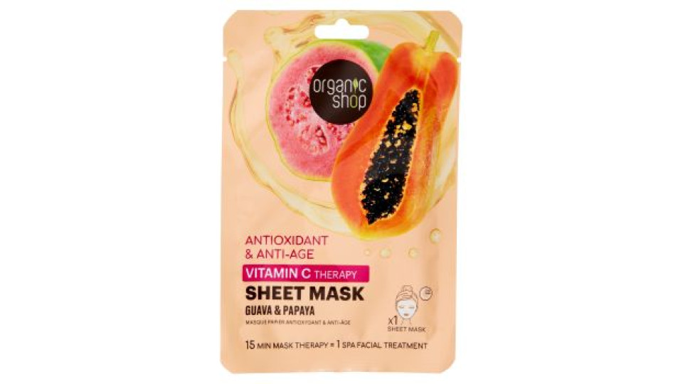 Organic Shop, Maschera in tessuto Antiossidante e Anti-età 25 g
