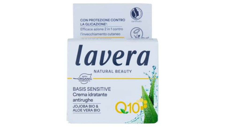 lavera Basis Sensitive Crema idratante antirughe Jojoba Bio & Aloe Vera Bio Q10 50 ml