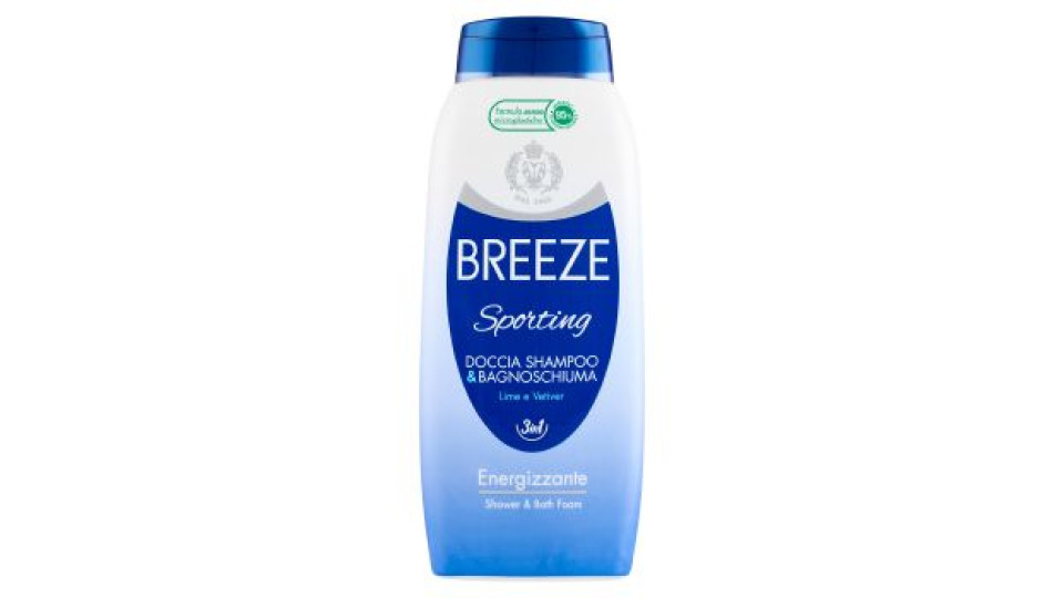 Breeze Sporting Doccia Shampoo & Bagnoschiuma Lime e Vetiver Energizzante 500 mL