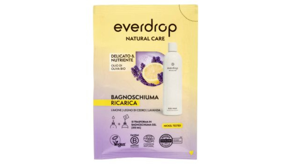 everdrop Natural Care Bagnoschiuma Ricarica Limone - Legno di Cedro - Lavanda 30 g