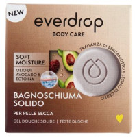 everdrop Body Care Bagnoschiuma Solido per Pelle Secca Fragranza di Bergamotto e Legno di Cedro 60 g