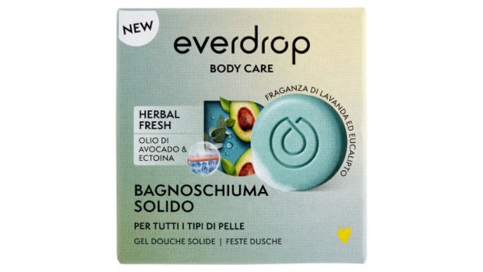 everdrop Body Care Bagnoschiuma Solido per Tutti i Tipi di Pelle Fragranza Lavanda ed Eucalipto 60 g