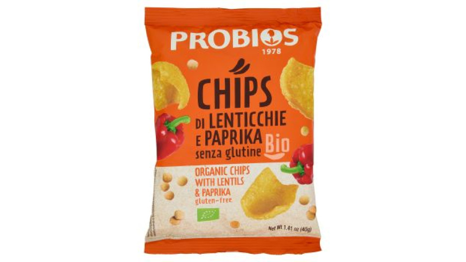 Probios Chips di Lenticchie e Paprika senza glutine Bio 40 g