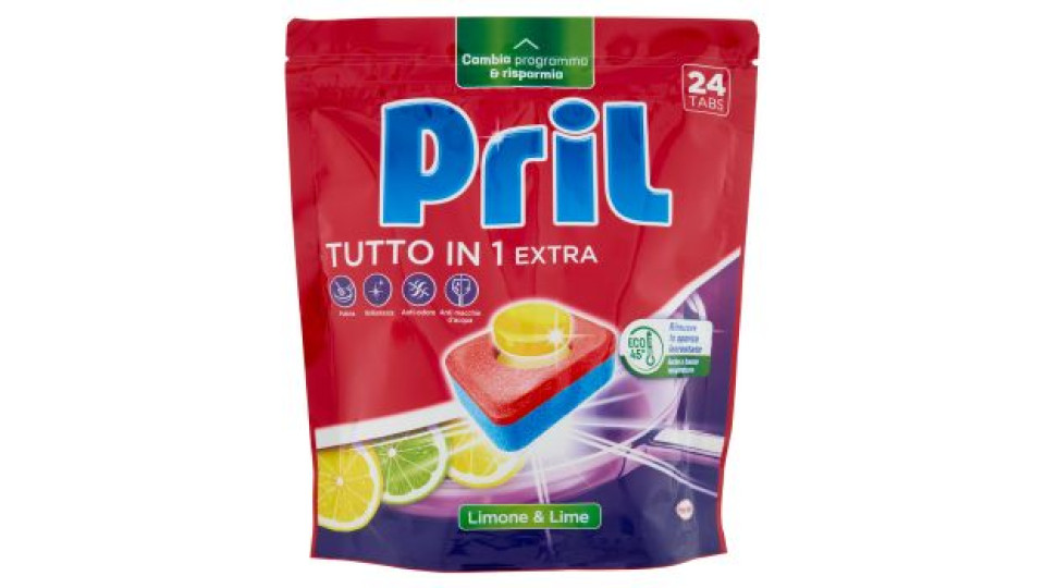 PRIL Tutto in 1 Extra Tabs Limone & Lime 24pz (398,4g)