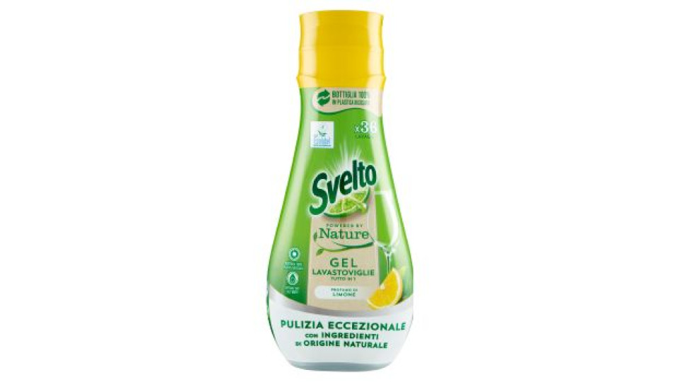 Svelto Powered by Nature Gel Lavastoviglie Tutto in 1 Profumo di Limone 640 ml