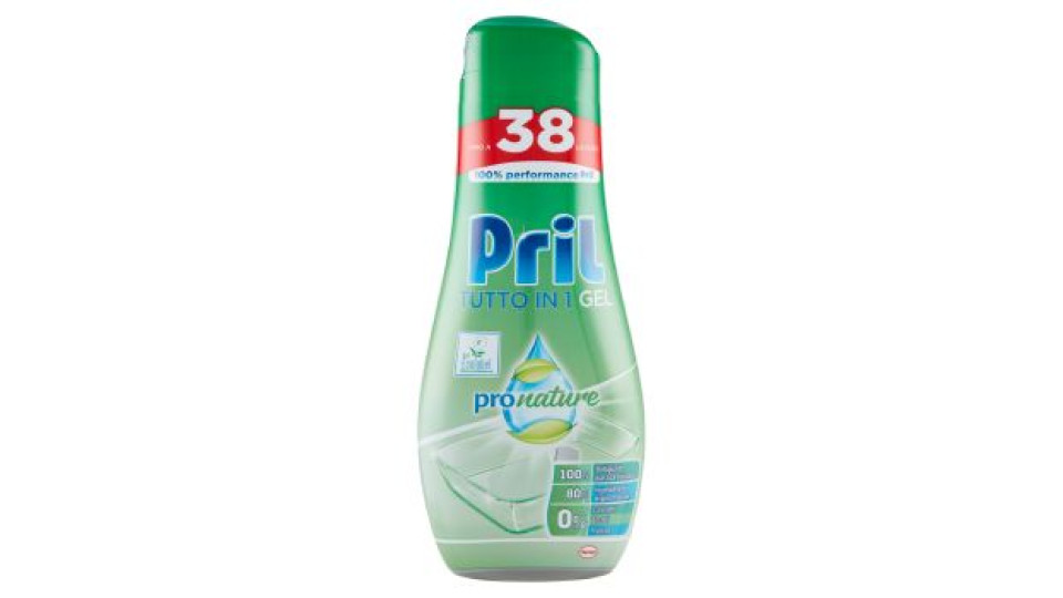 Pril All in 1 Gel Green 608ml ProNature 38 lav.