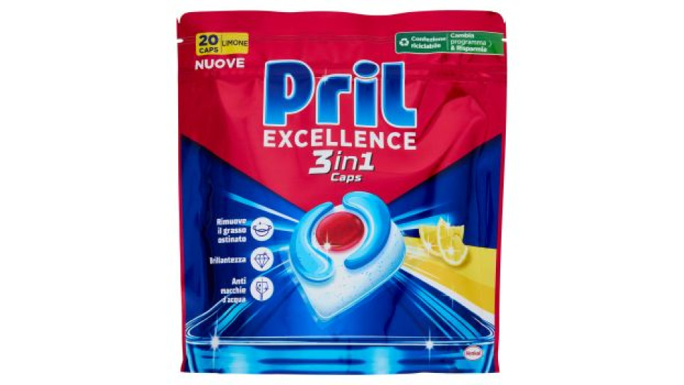 PRIL Excellence 3in1 Caps Limone 20pz (362g)