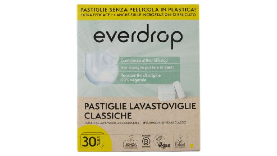 everdrop Pastiglie Lavastoviglie Classiche Tabs 30 x 18 g