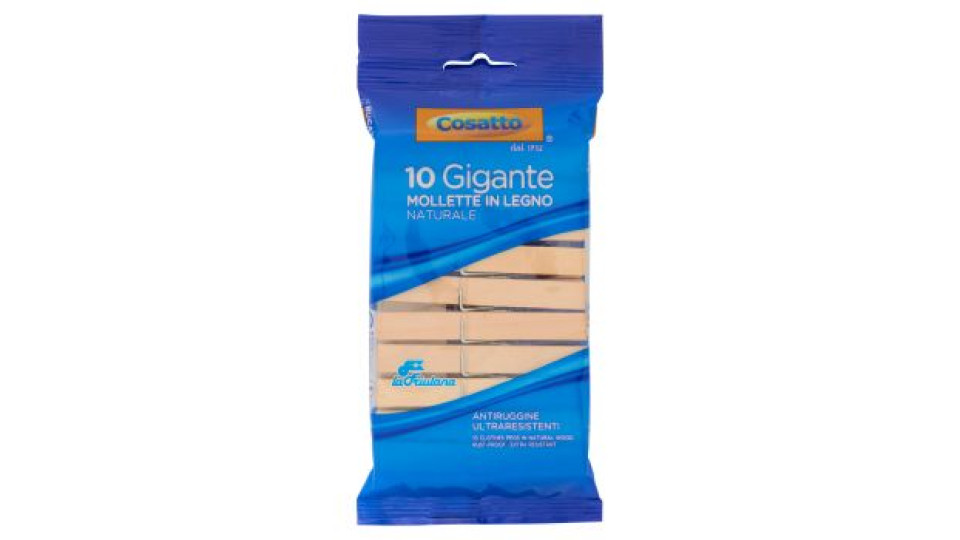 Cosatto Linea Bucato Gigante Mollette in Legno Naturale la Friulana 10 pz