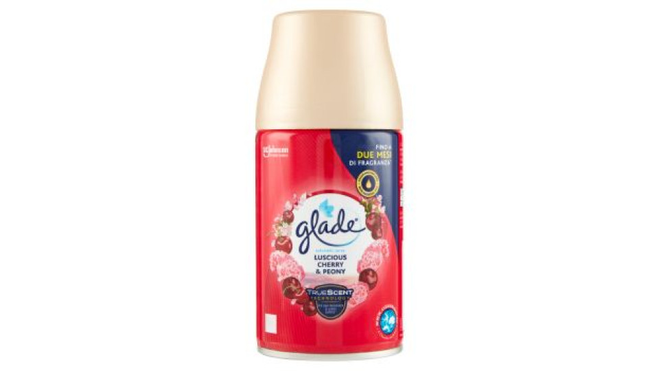 Glade Automatic Spray Ricarica, Profumatore per Ambienti, Fragranza Luscious Cherry & Peony 269ml