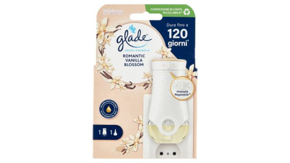 Glade Profumatore per ambienti con Oli Essenziali, Fragranza Romantic Vanilla Blossom 20ml